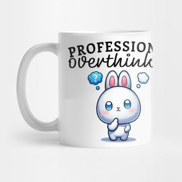 Professional overthinker featuring cute bunny Funny Anxiety by Dezinesbyem Designs